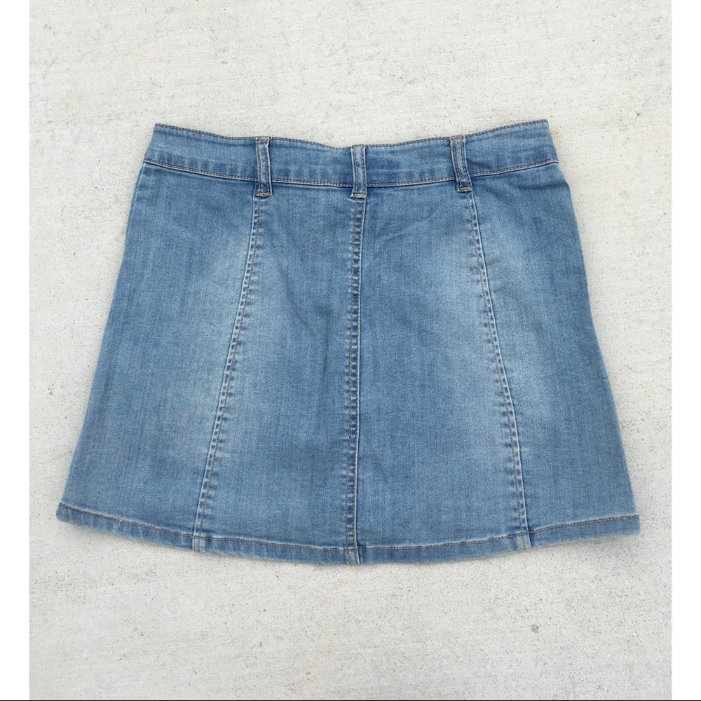 Faded denim button front a-line skirt - Picture 2 of 3